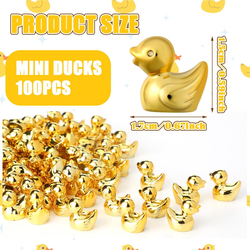 Yaocom 50 Pcs Mini Golden Duck Statue Bulk Golden Duck Figurines Micro Garden Landscape Dollhouse Cake Decoration Potted Plants DIY Craft Charms for Party 250th - Image 3