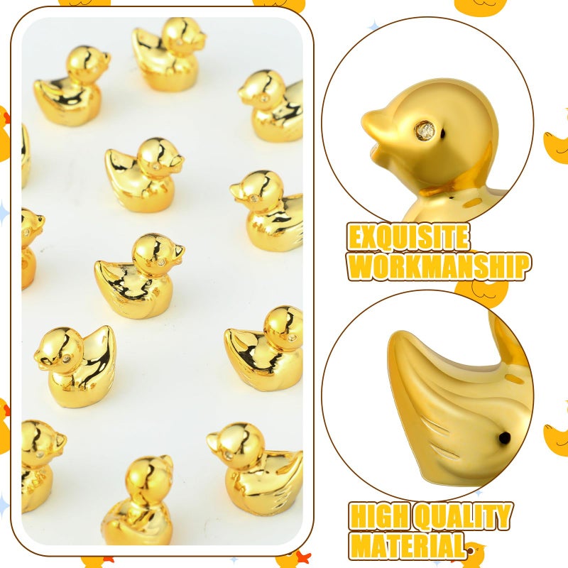 Yaocom 50 Pcs Mini Golden Duck Statue Bulk Golden Duck Figurines Micro Garden Landscape Dollhouse Cake Decoration Potted Plants DIY Craft Charms for Party 250th - Image 4