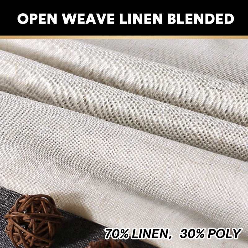 PrinceDeco Rod Pocket 63 inches Long Light Filtering Drapes for Bedroom/Kids Room Modern Farmhouse Coastal Decor Thick Linen Burlap Vertical Drapes  Natural  2 Panels - Image 2