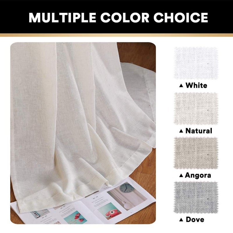PrinceDeco Rod Pocket 63 inches Long Light Filtering Drapes for Bedroom/Kids Room Modern Farmhouse Coastal Decor Thick Linen Burlap Vertical Drapes  Natural  2 Panels - Image 5