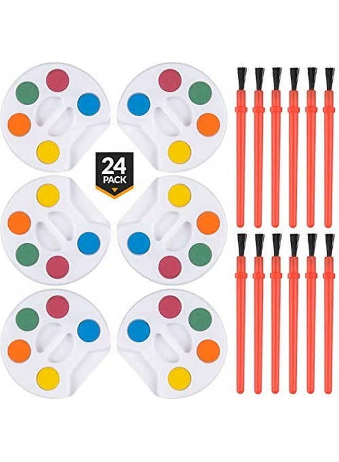 Bedwina Mini Watercolor Kids Paint Set - (Bulk Pack of 24) - 5 Watercolor Paints, Palette Tray and Painting Brush, for Art Party Favors and Paint Party Supplies - Image 5