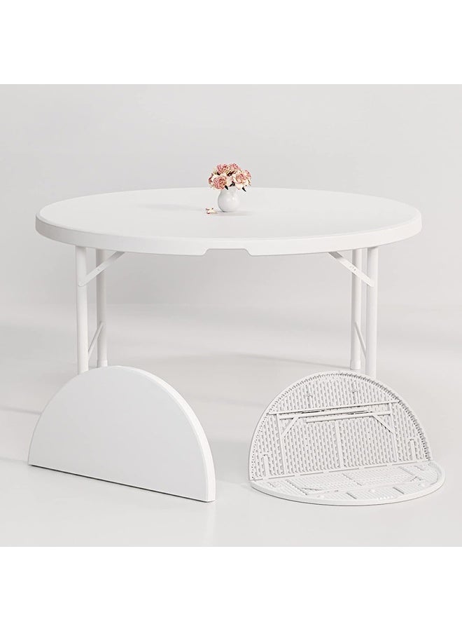 YULAN Yulan Outdoor Round Folding Table Outdoor Folding Utility Table White Commercial Banquet Picnic Tables for Outdoors Weddings Cocktail Parties Patios  - Image 1