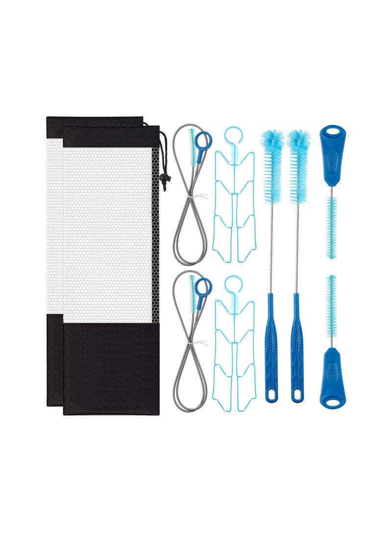 Excefore Hydration Bladder Cleaning Kit, 10 in 1 Water Bladders Cleaner Set with Flexible Long Brush for Hose, Small Bite Valve Brush, Big Brush, Collapsible Bladder Frame, Carrying Pouch - Image 1
