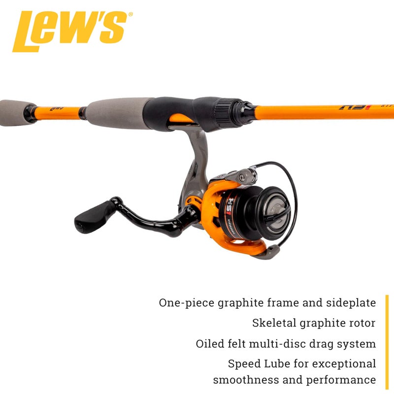 Lew's Lewâ€™s Hypersonic Spinning Reel and Fishing Rod Combo, 6-Foot Light Power Fast Action IM6 Graphite Rod, Size 200 Reel, 5.1:1 Gear Ratio, Orange/Gray - Image 3