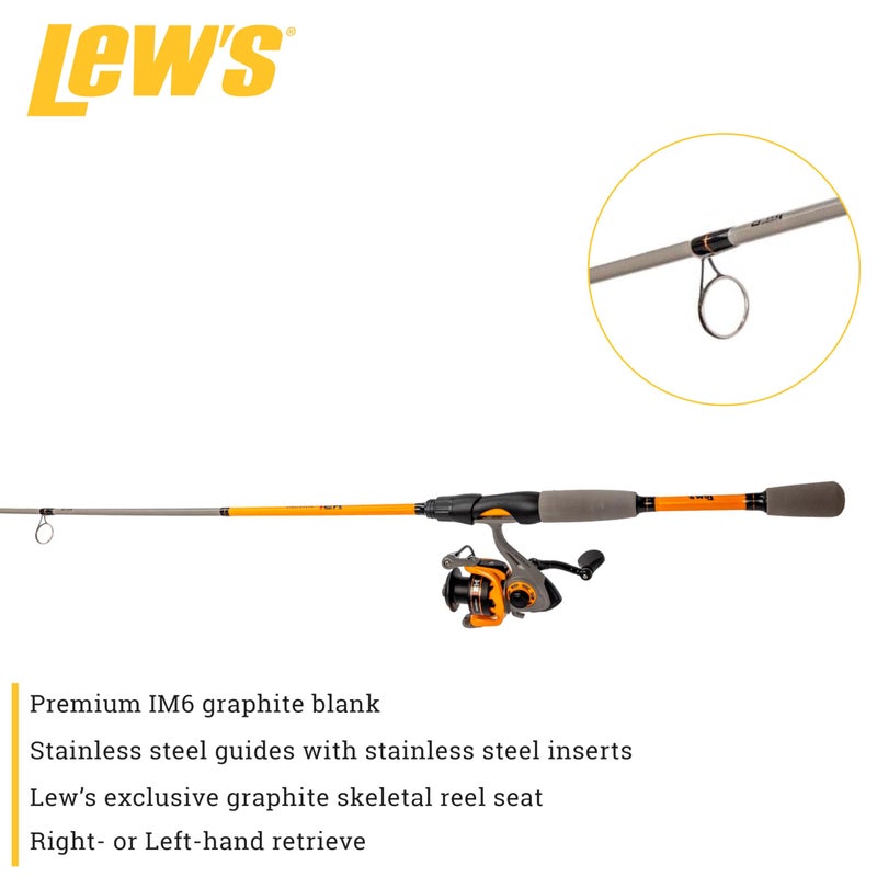 Lew's Lewâ€™s Hypersonic Spinning Reel and Fishing Rod Combo, 6-Foot Light Power Fast Action IM6 Graphite Rod, Size 200 Reel, 5.1:1 Gear Ratio, Orange/Gray - Image 4