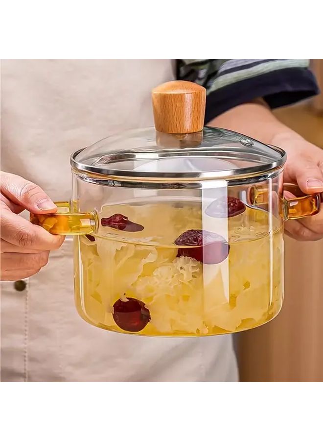 Yellow Heat Resistant Transparent Soup Pot for Stove and Oven Home Restaurant Kitchen Essentials Ideal Soup Milk Tea Cookware - Image 1