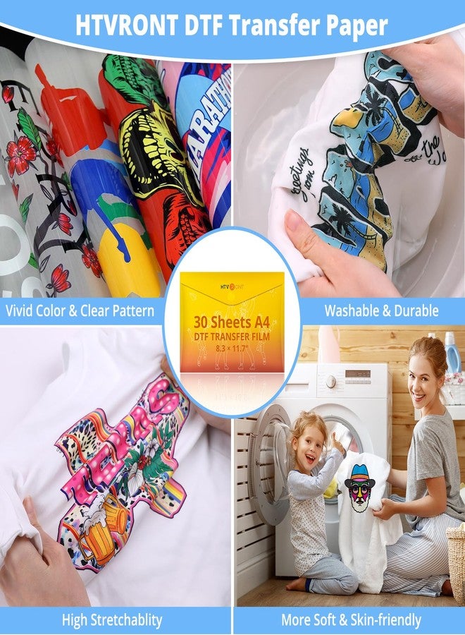 HTVRONT DTF Transfer Film for Sublimation - 30 Sheets of A4 (8.3×11.7") DTF Paper for Inkjet Printers, Direct to Film Transfer Paper for Cotton T shirts, Easy to Use, Vivid Colors, Easy to Indentify - Image 3