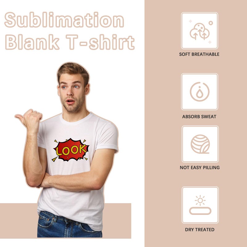 ORJ 8 PCS Unisex tshirts for adults Sublimation Blank T Shirt White Polyester Shirts Crew Neck Short Sleeve for Sublimation - Image 4