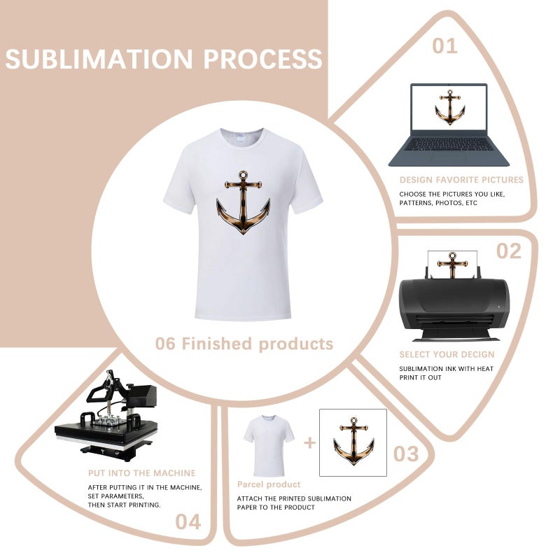 ORJ 8 PCS Unisex tshirts for adults Sublimation Blank T Shirt White Polyester Shirts Crew Neck Short Sleeve for Sublimation - Image 5