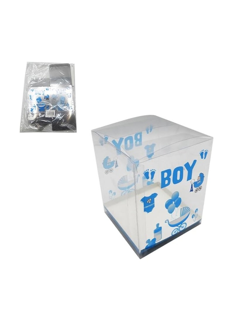 Transparent PVC Box Set 12pcs In Pkt Pink & Blue Colors Perfect for Organizing Gift Packaging and Storage Stylish and Versatile Containers for Home Office and Events (Transparent)