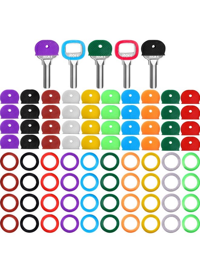 Blulu 80 Pieces Key Covers Caps Color Key Caps Tags Covers Set Plastic Key Identifier Rings Key Toppers For Keys Organization House Key(Classic Color) - Image 1