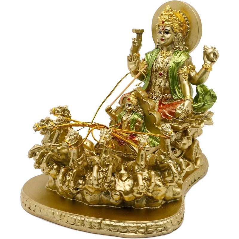 Hindu God Lord Surya Statue - India Home Temple Mandir Puja Idol Pooja Item Indian Diwali Decor Murti Staue Religious Meditation Yoga Room Altar Decoration Handicraft Figurine - Image 1