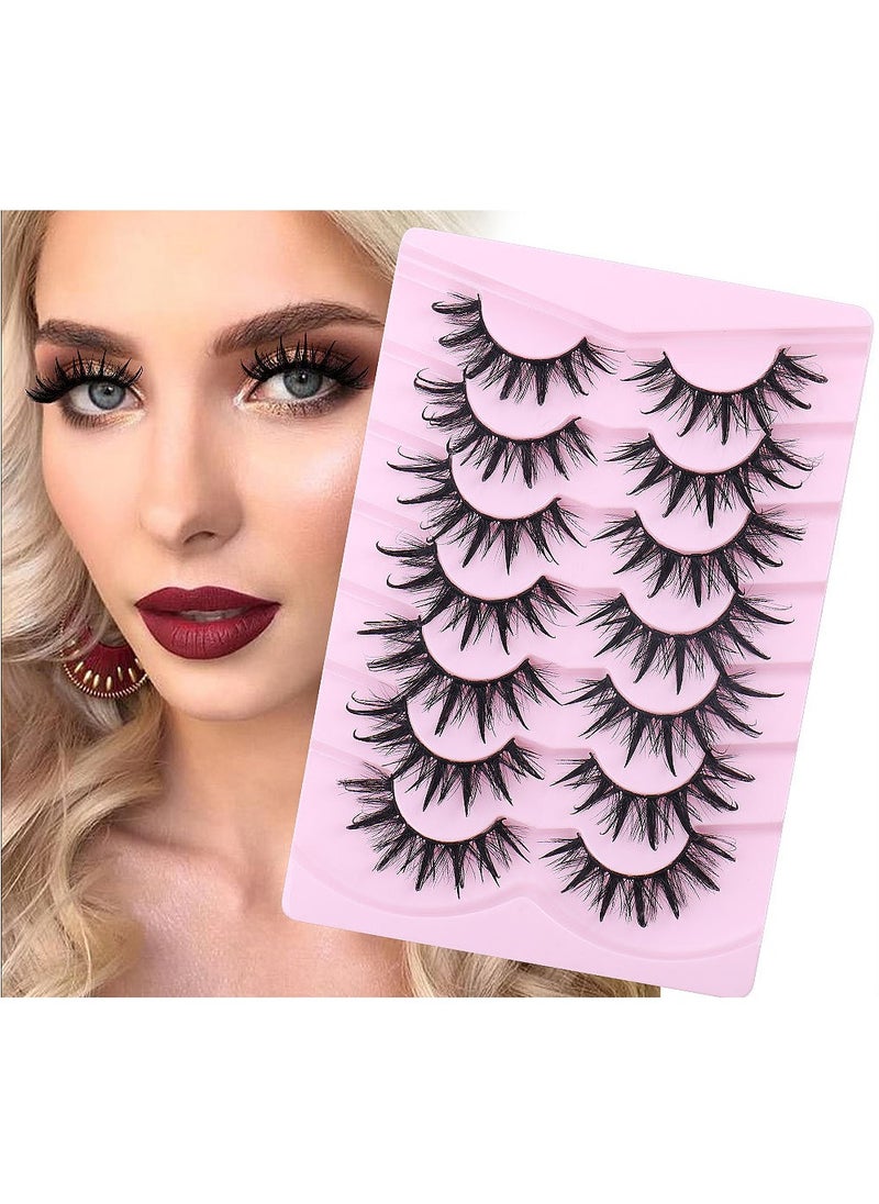 FLYROAD 7 Pairs Voluminous False Eyelashes | 0.05mm Black Band Fox Eye Design | 3D Cross-Layered Fluffy Lashes  - Image 1