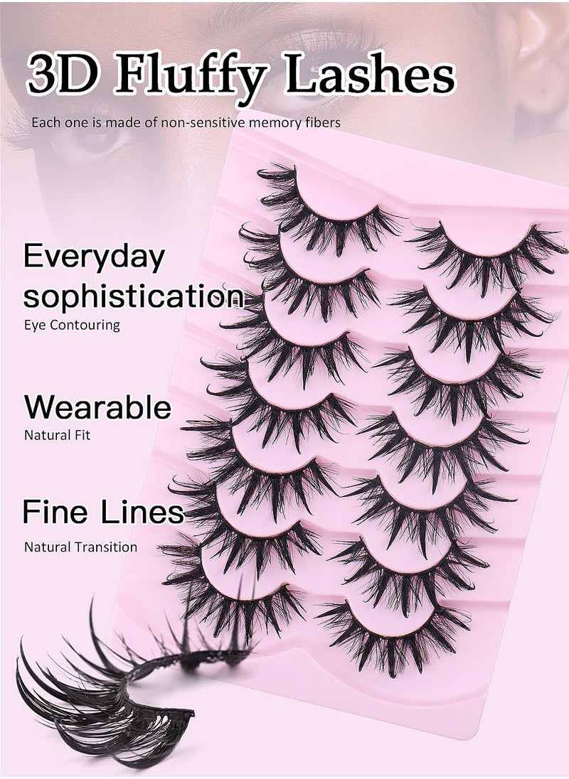 FLYROAD 7 Pairs Voluminous False Eyelashes | 0.05mm Black Band Fox Eye Design | 3D Cross-Layered Fluffy Lashes  - Image 2