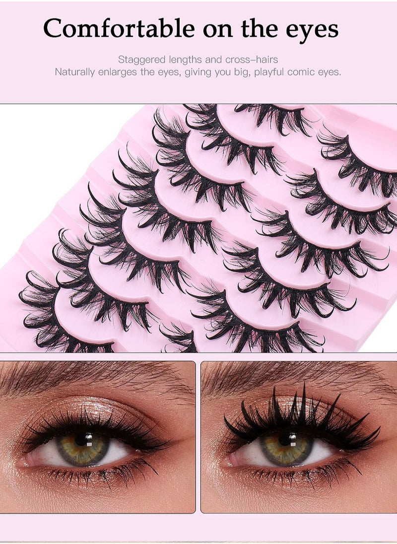 FLYROAD 7 Pairs Voluminous False Eyelashes | 0.05mm Black Band Fox Eye Design | 3D Cross-Layered Fluffy Lashes  - Image 3