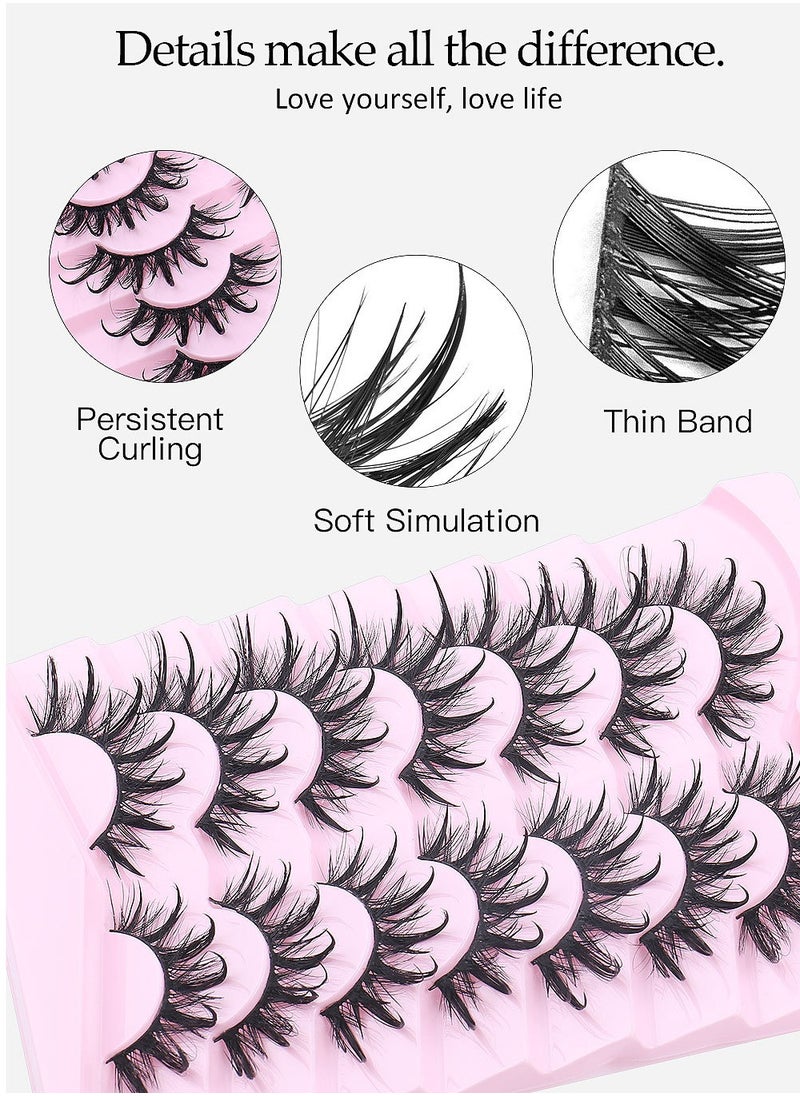 FLYROAD 7 Pairs Voluminous False Eyelashes | 0.05mm Black Band Fox Eye Design | 3D Cross-Layered Fluffy Lashes  - Image 4