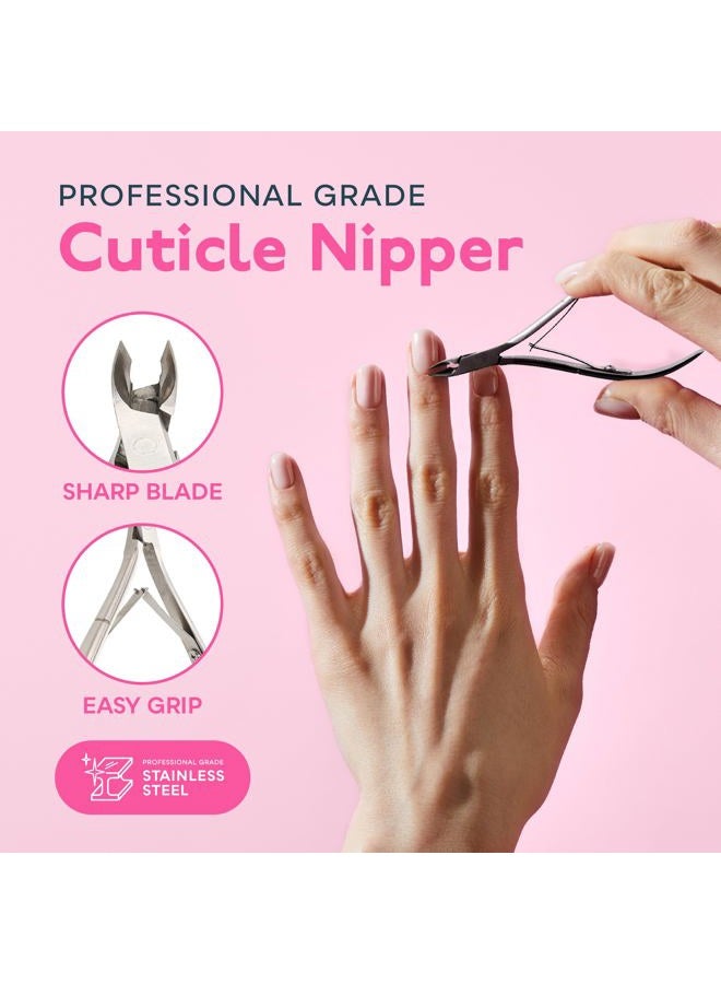 SUNUV 4PCS Cuticle Nippers, Cuticle Pusher with Nail File and Buffer Set, Cuticle Remover with Cuticle Trimmer, Cuticle Cutter, Professional Stainless Steel Durable Pedicure Manicure Nail Care Tools - Image 3