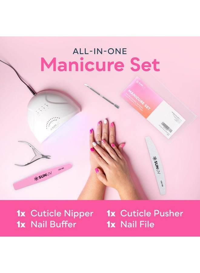 SUNUV 4PCS Cuticle Nippers, Cuticle Pusher with Nail File and Buffer Set, Cuticle Remover with Cuticle Trimmer, Cuticle Cutter, Professional Stainless Steel Durable Pedicure Manicure Nail Care Tools - Image 2