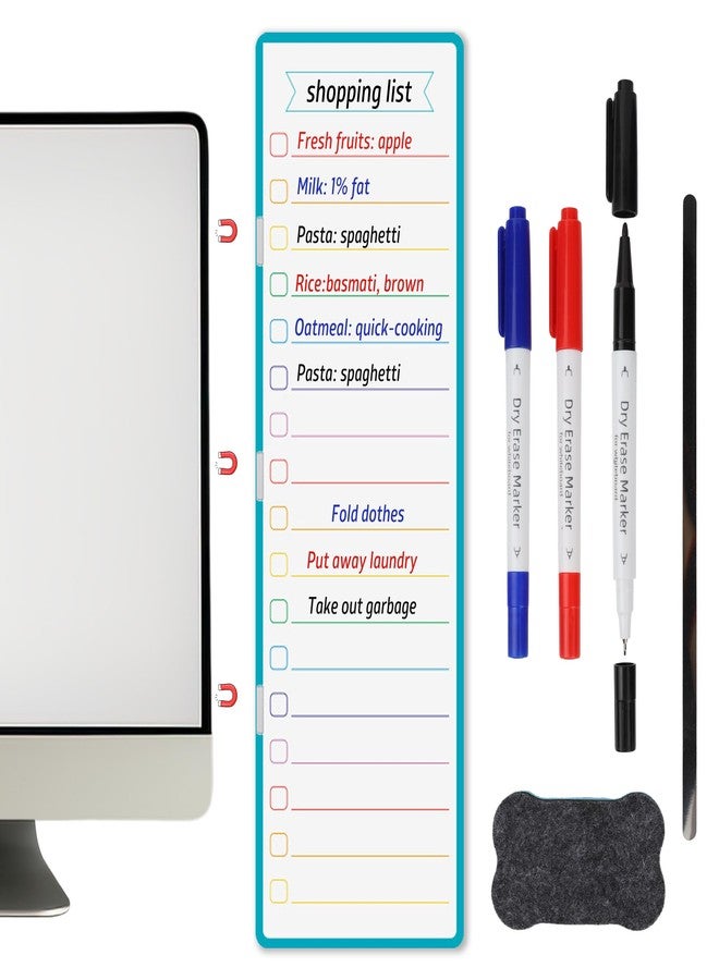 Umbrotiger Magnetic Monitor Memo Board Set - Dry Erase Note Board for Computer Screens, Space Saving Includes 3 Markers & Eraser, Reusable to-Do List Organizer for Home Office & Kitchen - Image 1
