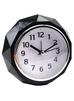 Alarm Clock LED Light, Silent Non-Ticking Quartz Analog Clock Diamond Cut Texture for Desk Table Bedrooms Bedside (Black)