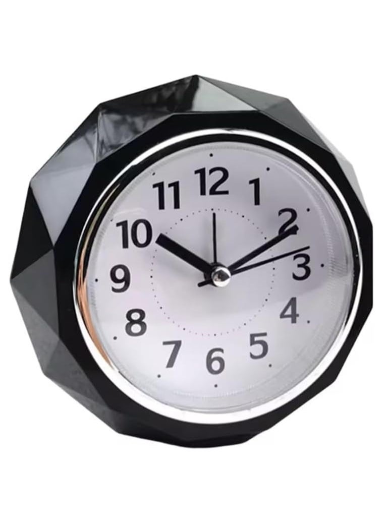 Rubik - Alarm Clock LED Light, Silent Non-Ticking Quartz Analog Clock Diamond Cut Texture for Desk Table Bedrooms Bedside (Black) - Image 1