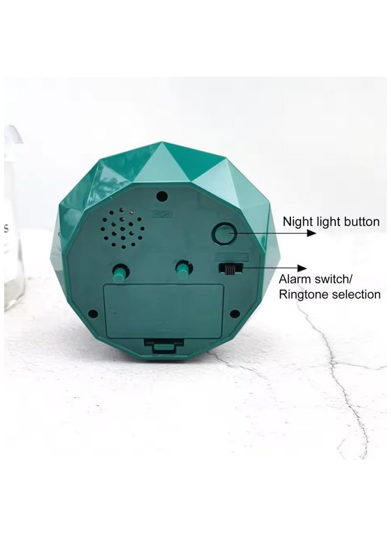 Rubik - Alarm Clock LED Light, Silent Non-Ticking Quartz Analog Clock Diamond Cut Texture for Desk Table Bedrooms Bedside (Black) - Image 1