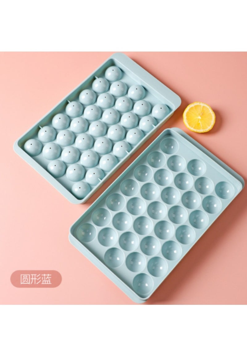 Bukela Ice Cube Tray for Freezer with Lid, Round Ice Cube Mold, Small Circle Ice Cube Tray Making Sphere Ice Chilling Cocktail Tea Coffee (One Ice Tray) - Image 1