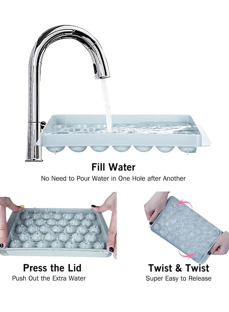 Bukela Ice Cube Tray for Freezer with Lid, Round Ice Cube Mold, Small Circle Ice Cube Tray Making Sphere Ice Chilling Cocktail Tea Coffee (One Ice Tray) - Image 3