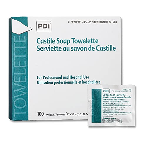 PDI D41900 Castile Soap Towelette 7.7"x5" Individually Wrapped 100/bx Sold Per Box - Image 1