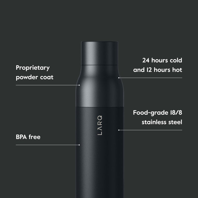 LARQ Bottle Twist Top 25 oz - Insulated Stainless Steel Water Bottle | BPA Free | Reusable Water Bottle for Camping, Office, and Travel | Keep Drinks Cold and Hot, Obsidian Black - Image 3