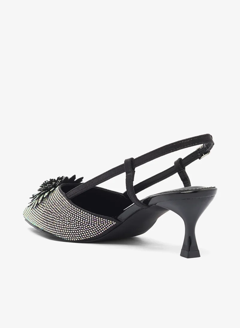 Ella Limited Edition Diamante Pointed Sling Back Classic Pumps