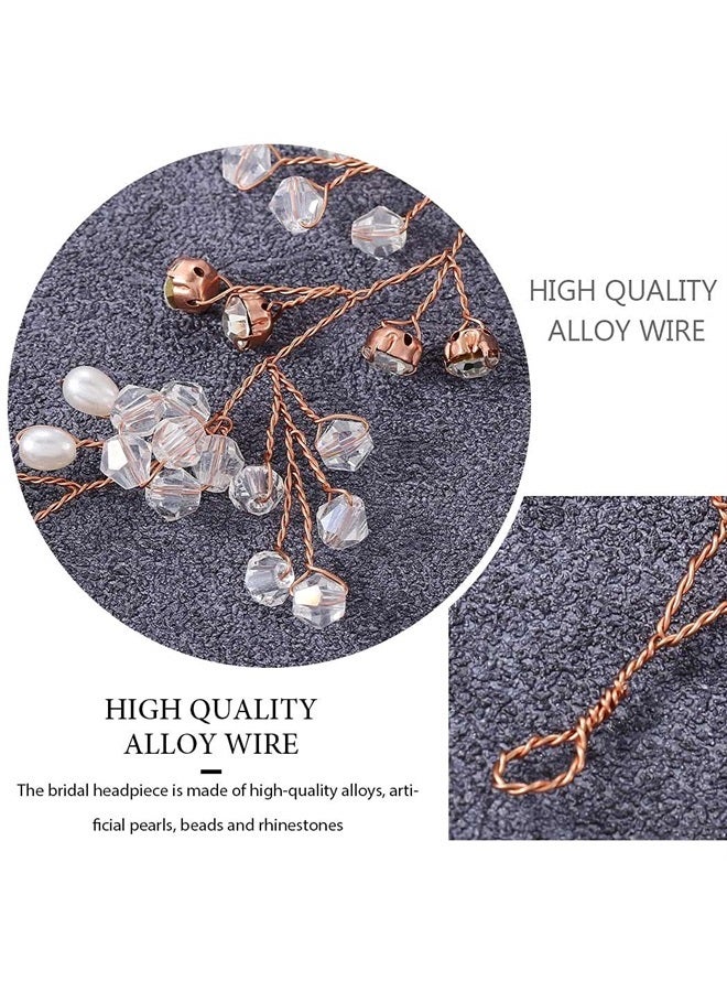Wedding Hair Vine Long Bridal Headband Hair Accessories for Bride and Bridesmaid (100cm / 39.3inches) (Rose Gold)