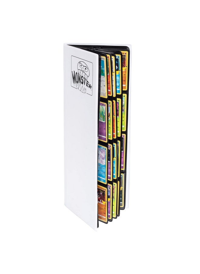 Monster Protectors - Monster Tower Binder 20 Side Loading Padded Pages That Hold 320 Cards Compatible With Yugioh Magic The Gathering & Pokemon Unique Trading Card Album With 8 Pocket(2 X 4)Configuration Matte White - Image 1