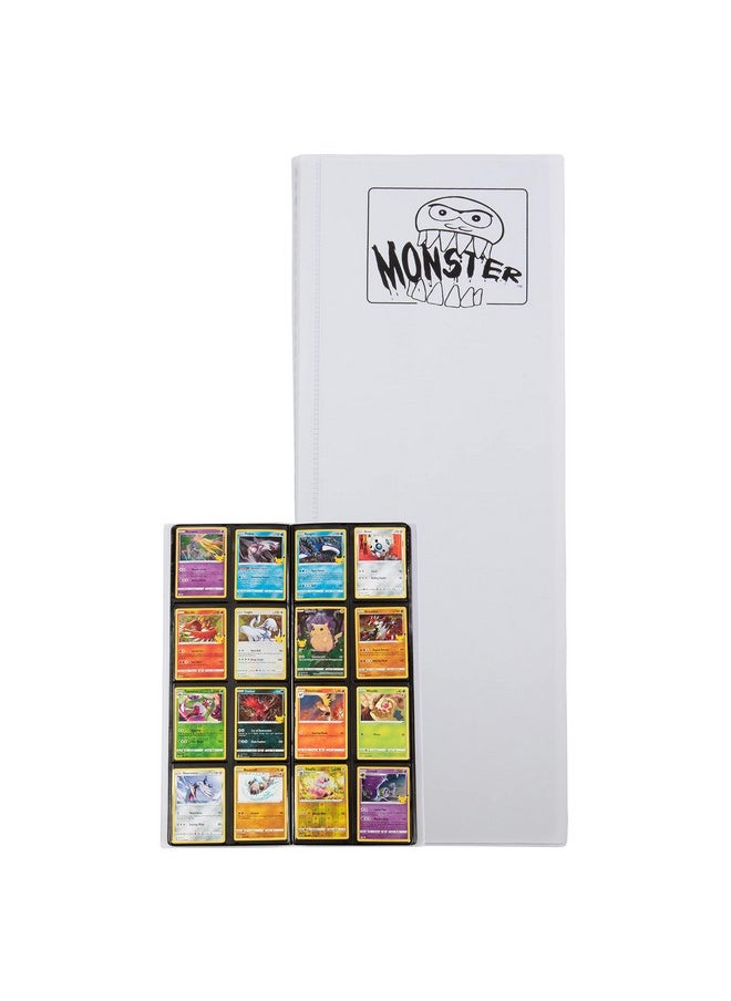 Monster Protectors - Monster Tower Binder 20 Side Loading Padded Pages That Hold 320 Cards Compatible With Yugioh Magic The Gathering & Pokemon Unique Trading Card Album With 8 Pocket(2 X 4)Configuration Matte White - Image 1