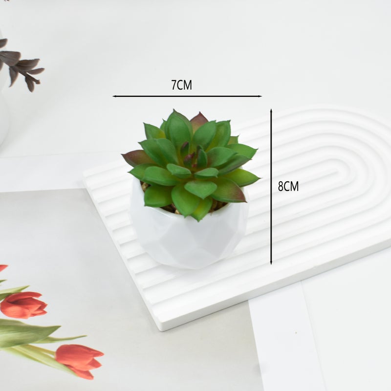Generic Pink Succulent Artificial Potted Plant Home Office Decor Sky frost lotus + plastic diamond pot 