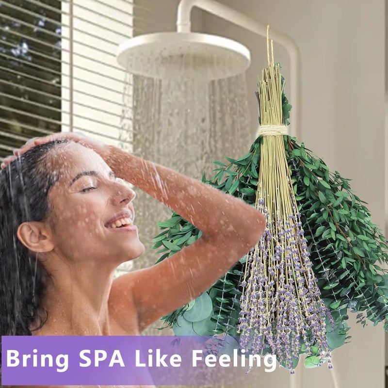 DTXMOH Shower Eucalyptus Hanging, 78pcs Preserved Fresh Eucalyptus Branches and Dried Lavender Bundle for Shower Plant, Bathroom SPA - Image 2