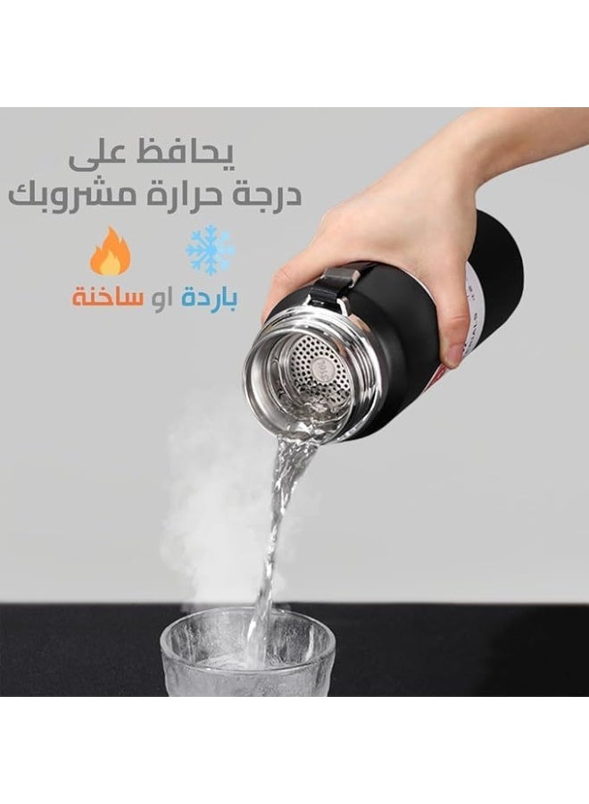 زجاجة مياه حرارية ترمس حراري مزدوجة العزل من فولاذ مقاوم الصدأ سعة 800 ملليلتر مشروبات بارد ومشروبات ساخنة ترمس حراري رياضي مانع للتسرب اسود - Image 4