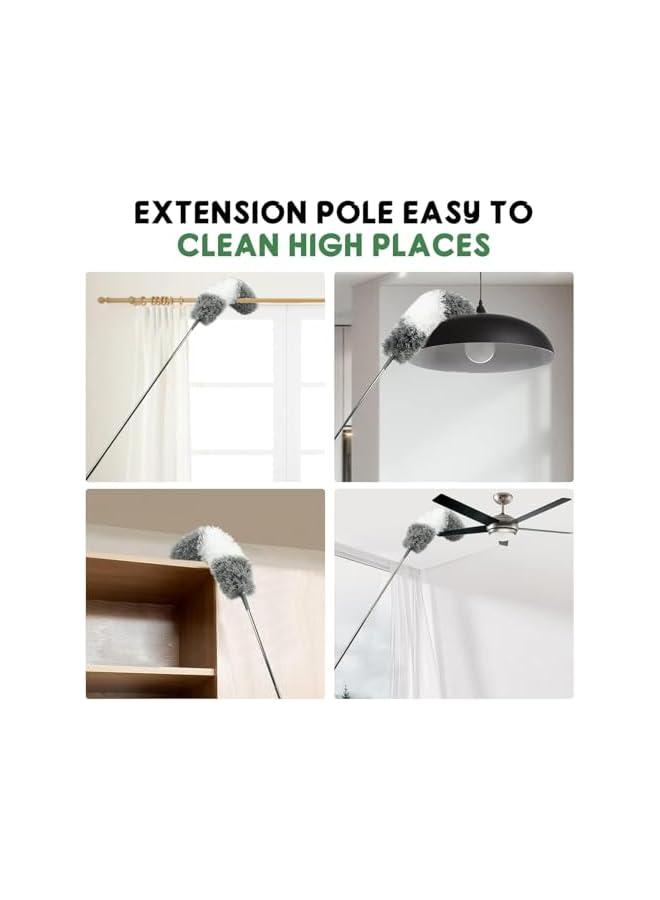 erorex Telescopic Dusting Duster 2-Pack - Off-White Complete Set (2.8m) + Off-White Replacement Heads,Static dusting tool for ceiling fans, high walls, cars, furniture and tight spaces, Home Kitc - Image 5