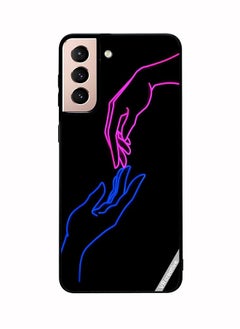 Protective Case Cover For Samsung Galaxy S21 5G Hands In Neon Lights Design Multicolour