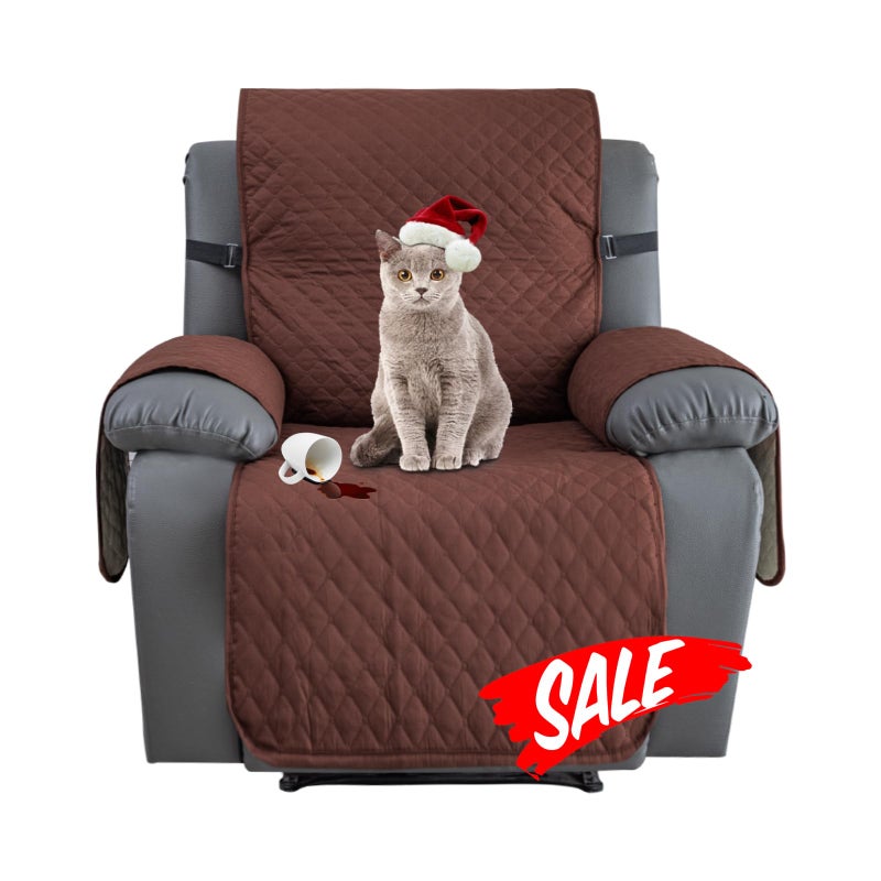 XINEAGE Water Resistant Recliner Cover Nonslip Recliner Chair Covers for Reclining Chair with Pockets Quilted Thick Recliner Slipcovers for Pets and Kids Recliner Chair Coffee