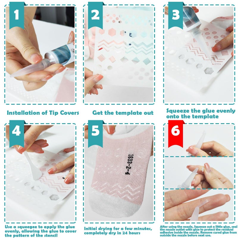 EIGTWEN Sock Stop, 100ml Sock Stop Non Slip Glue Clear, Waterproof Fabric Paint, Hangers, Carpets, Bathroom Mats, Non-Slip Glue is Latex-Free and Water-Based, Odorless and Washable - Image 3