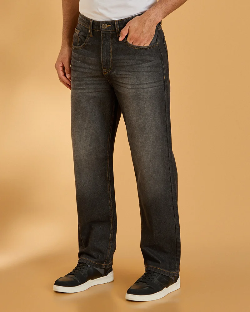 Redtag Men Grey Straight Fit Denim Jeans