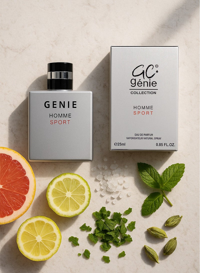 Genie Collection Homme Sport No. 1014 EDP | Long Lasting Men’s Perfume | Fresh, Sporty & Sophisticated Fragrance for Men, 25ml - Image 2