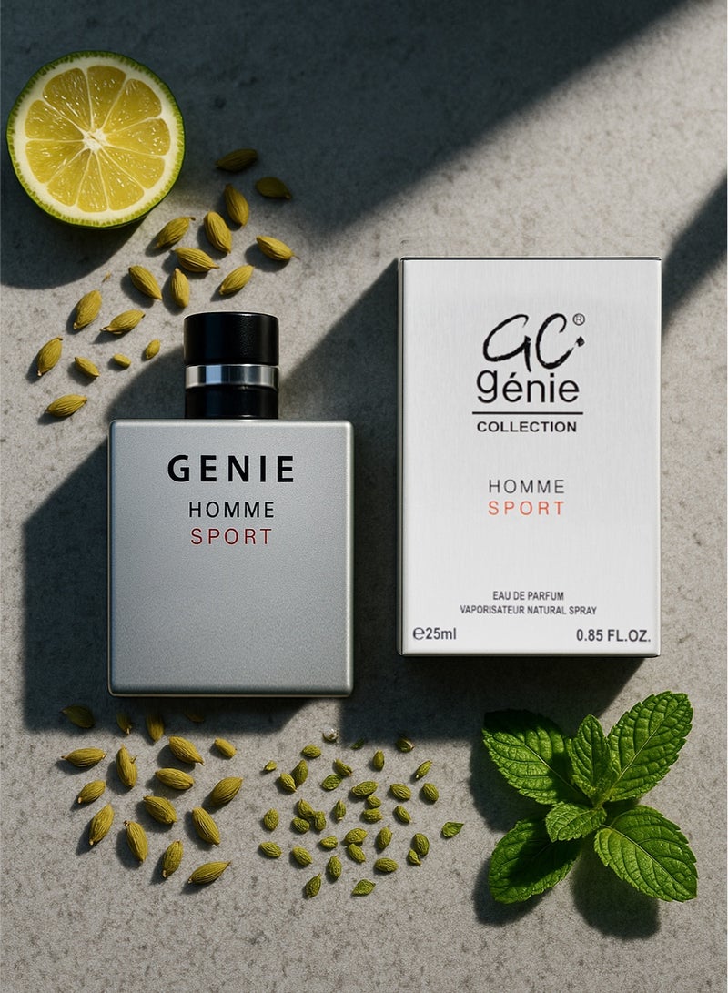Genie Collection Homme Sport No. 1014 EDP | Long Lasting Men’s Perfume | Fresh, Sporty & Sophisticated Fragrance for Men, 25ml - Image 3