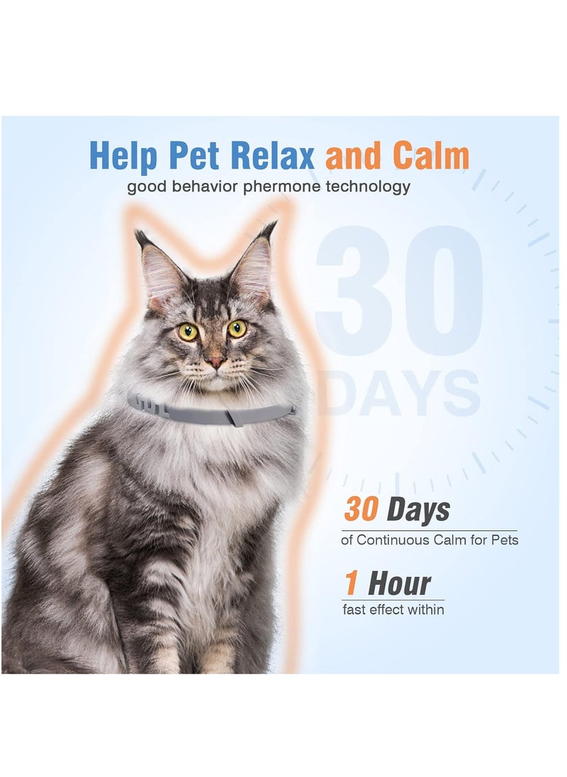 4 Packs Cat Calming Collar for Cats Pheromone Collar Efficient Relieve Reduce Anxiety Stress Pheromones Calm Relaxing Comfortable Collars Long-Lasting 30 Days Adjustable Breakaway Design Gray