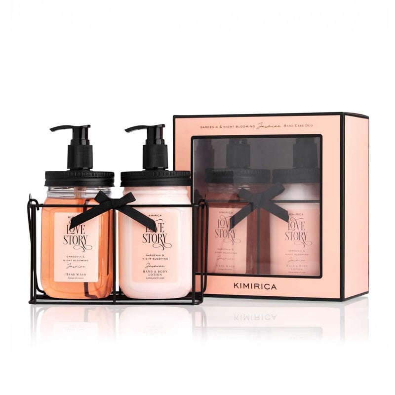 Kimirica Hand Wash & Hand Lotion Duo Love Story Gift Set with Metal Caddy|Goodness of Aloe Vera, Ginkgo Biloba 100% Vegan & Paraben Free | Gifts for Women & Men | Luxury Premium Handcare Gift Hamper , 500 Ml X 2 - Image 1