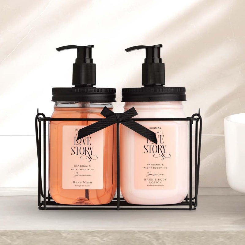 Kimirica Hand Wash & Hand Lotion Duo Love Story Gift Set with Metal Caddy|Goodness of Aloe Vera, Ginkgo Biloba 100% Vegan & Paraben Free | Gifts for Women & Men | Luxury Premium Handcare Gift Hamper , 500 Ml X 2 - Image 2