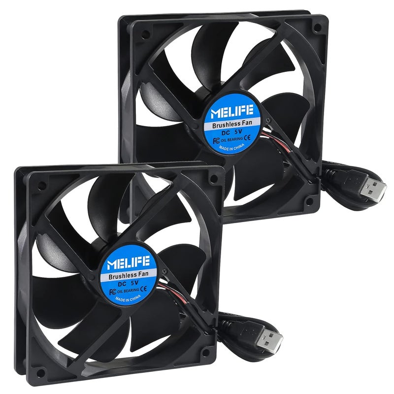 MELIFE 2Pcs 5V USB Cooling Fan Cooler PC Computer Case Router Settop Box Cooler Fan - Image 1