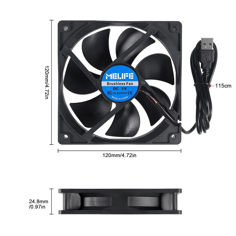 MELIFE 2Pcs 5V USB Cooling Fan Cooler PC Computer Case Router Settop Box Cooler Fan - Image 2