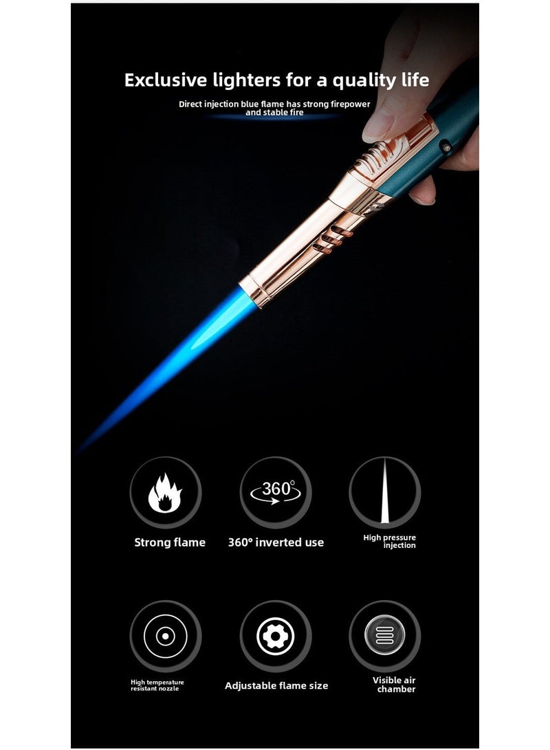 360-degree windproof torch lighter, gas lighter, charcoal lighter, adjustable flame, refillable metal lighter (butane not included) - Image 2